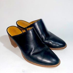Madewell Harper black leather mules